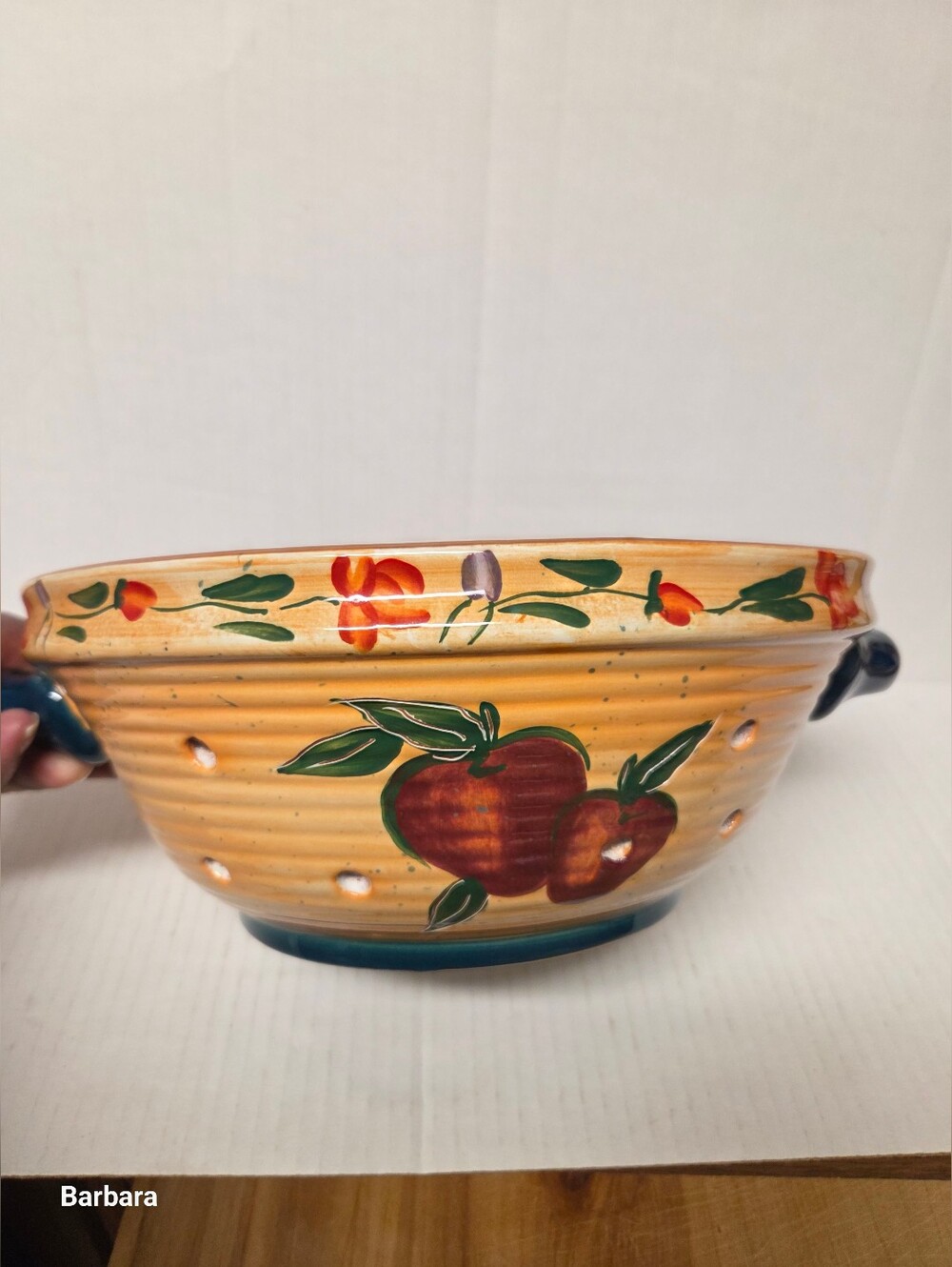 Vintage 2003 Giftcraft "Country Fair" Ceramic Colander Strainer